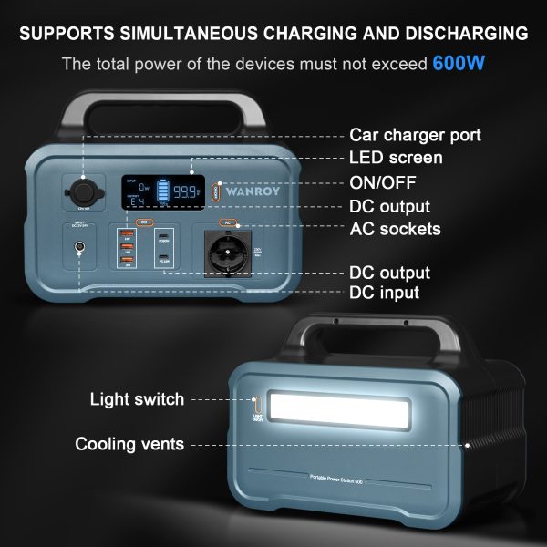 WANROY 600W/648Wh Portable Power Station - Image 3