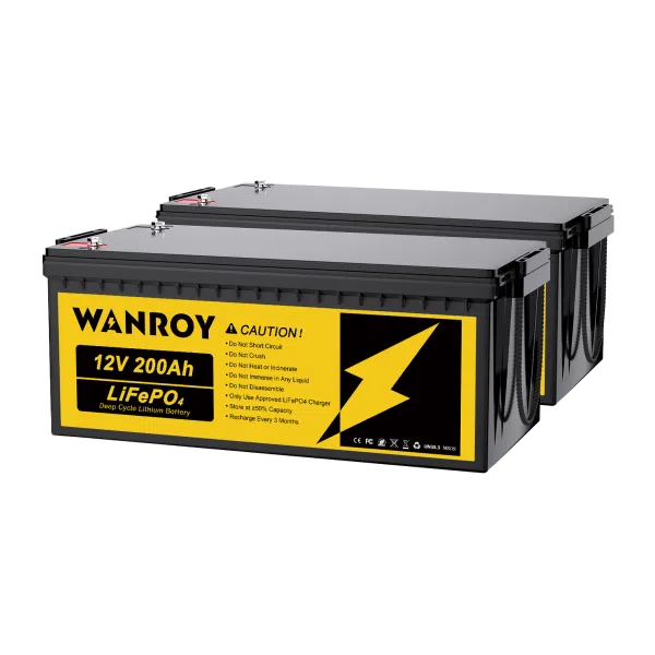 2× WANROY 12V 200Ah LiFePO4 Battery with 100A BMS